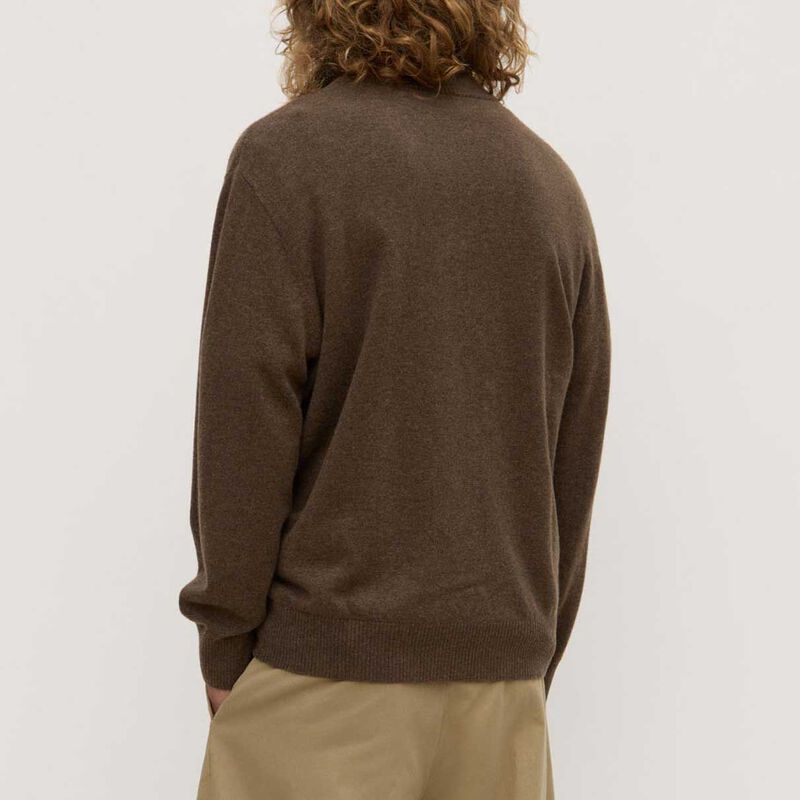 Assembly Label Austin Wool Cashmere Half Zip Knit Sable Marle image number 1